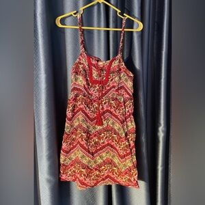 No Boundaries Maroon and Pink Floral Camisole Dress